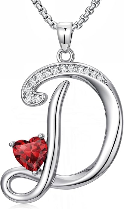 Birthday Gifts for Women Alphabet A to Z Initial Birthstone Pendant Necklaces for Women - 18k White Gold Plated Personalized Name Jewelry Anniversary Graduation Gifts for Wife Her Daughter Girlfriend(with Gift Box)