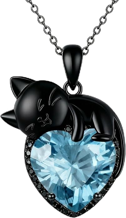 Cat Necklace Sterling Silver Cat Zircon Pendant Gothic Jewelry for Women Animal Lovers Gifts