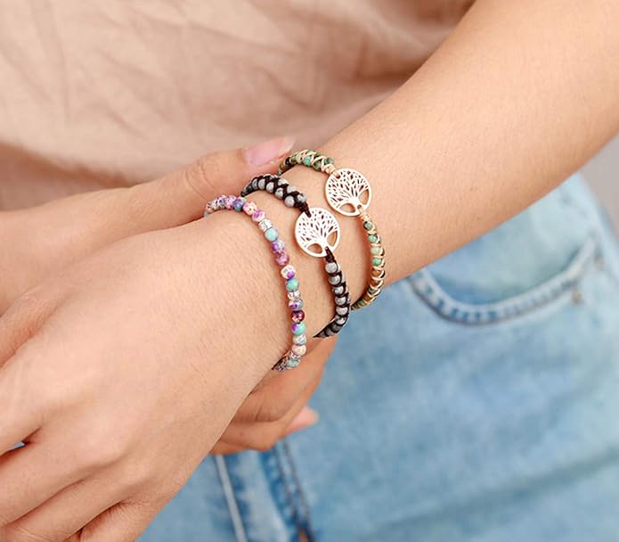 Boho Wrap Bracelet for Women, Handmade Natural Imperial Jasper Multi-Layer Stone Beaded Bracelet, Bohemian Healing Crystal Stone Jewelry Gifts