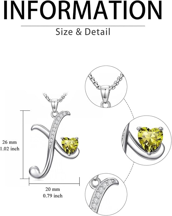 Birthday Gifts for Women Alphabet A to Z Initial Birthstone Pendant Necklaces for Women - 18k White Gold Plated Personalized Name Jewelry Anniversary Graduation Gifts for Wife Her Daughter Girlfriend(with Gift Box)