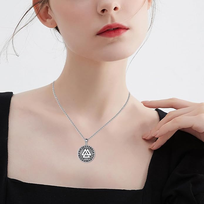 URONE Men Viking Pendant Necklace Sterling Silver Norse Viking Jewelry