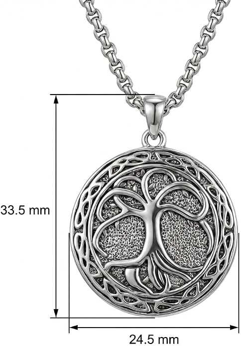 CRMAD Viking Owl/Raven Necklace Vintage Animal Totem Pendant Rune of Lune Jewelry Gift for Men and Women 24 in Chain