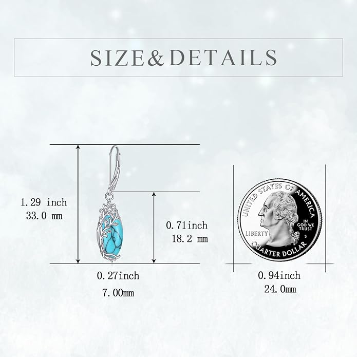 POPLYKE Tree of Life Teardrop Drop Dangle Earrings Sterling Silver Leverback Earrings Jewelry