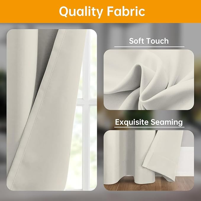 Room Divider Curtains Flexible Ceiling Tracks Set Curtain Track Ceiling Mount Blackout Curtain for Living Room Bedroom Ceiling Curtain Rod Privacy Dividers Panels W150 x H96 Beige Drape & Black Rail