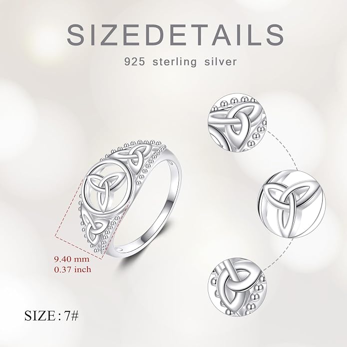 925 Sterling Silver Claddagh Ring/Celtic Knot Ring for Women, Irish Wedding Rings, Celtic Knot Irish Jewelry for Women