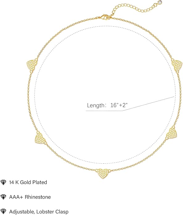 Airmb Cute Heart Necklace for Women Gold/Silver Plated Heart Pendant Choker Necklaces Tendy Love Heart Chain Necklace Dainty Gold/Silver Necklace Jewelry Gifts for Women