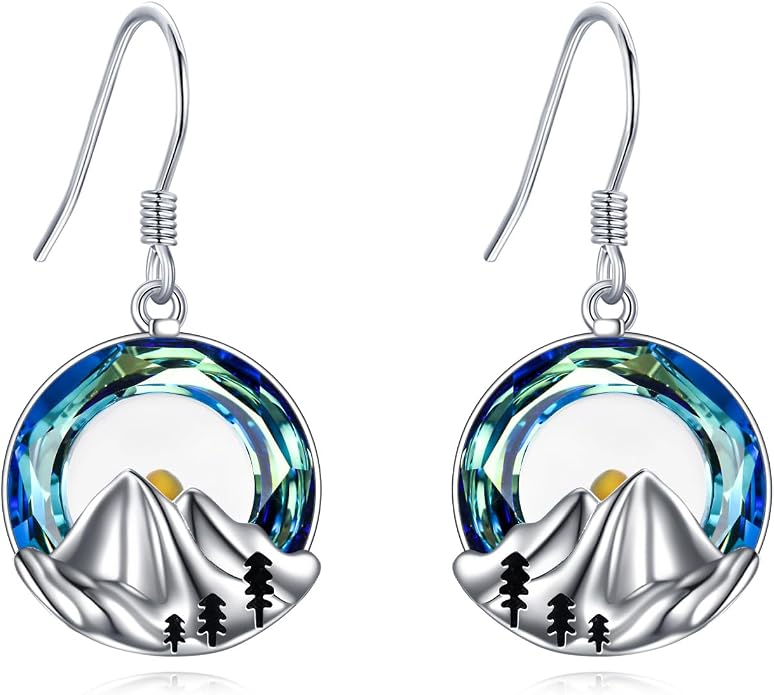 AOBOCO Mustard Seed Earrings for Women Sterling Silver Mountain Cross Earrings Dangle Christian Religion Jewelry Mothers Day Birthday for Mom Wife Friends