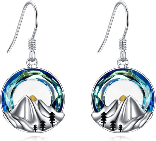 AOBOCO Mustard Seed Earrings for Women Sterling Silver Mountain Cross Earrings Dangle Christian Religion Jewelry Mothers Day Birthday for Mom Wife Friends