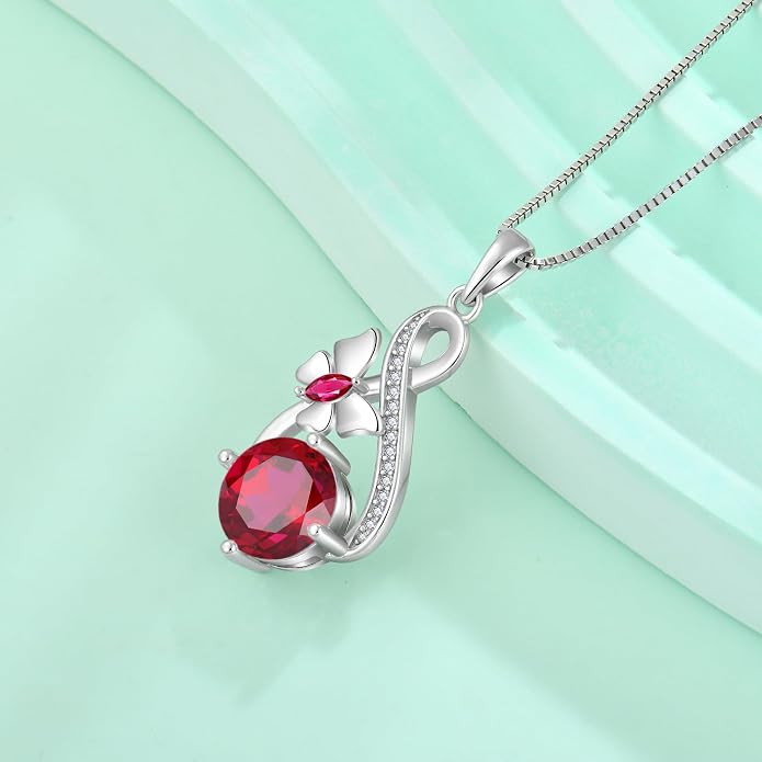 Butterfly Necklaces for Women 925 Sterling Silver Infinity Pendant Necklace Birthstone Jewelry Gifts for Her