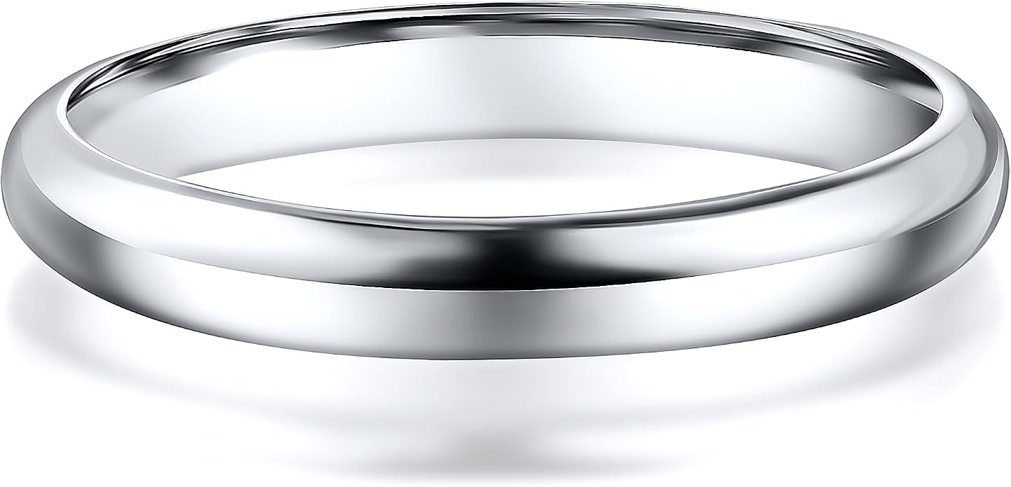 PORI JEWELERS 925 Sterling Silver Ring - High Polish Plain Dome Tarnish Resistant Comfort Fit Wedding Band | Perfect Gifts for Special Occasions