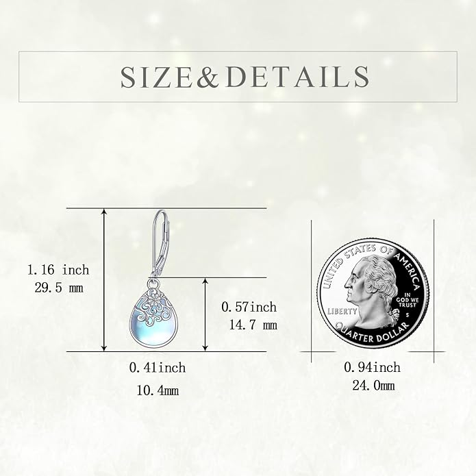 POPLYKE Celtic Filigree Teardrop Drop Dangle Earrings Sterling Silver Leverback Earrings Jewelry for Women