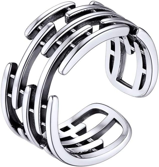 PROSILVER 925 Sterling Silver Adjustable Open Ring for Women, Solid Sterling Silver Stackable Ring, knuckle Finger Ring, Pinky Ring, Come with Box
