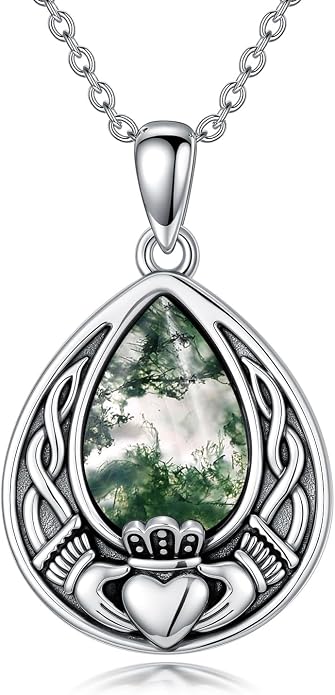 PELOVNY Celtic Knot Necklaces for Women 925 Sterling Silver Gemstone/Birthstone Teardrop Infinity Necklace Irish Celtic Pendant Jewelry Gifts for Mom Daughter Wife