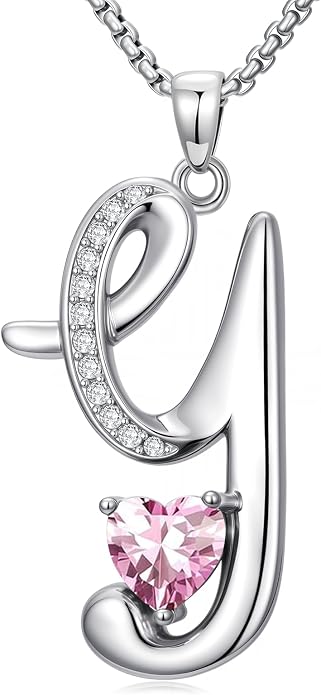 Birthday Gifts for Women Alphabet A to Z Initial Birthstone Pendant Necklaces for Women - 18k White Gold Plated Personalized Name Jewelry Anniversary Graduation Gifts for Wife Her Daughter Girlfriend(with Gift Box)