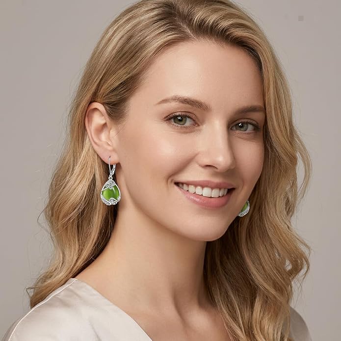 Teardrop Tree of Life/Filigree Earrings for Women Dangle Leverback Earrings Jewelry Gift Anniversary For Her