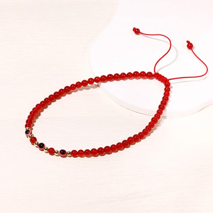 Evil Eye Ankle Bracelets for Women Beads Anklets Beach Accessiory Gemstone Healing Crystal Adjustable