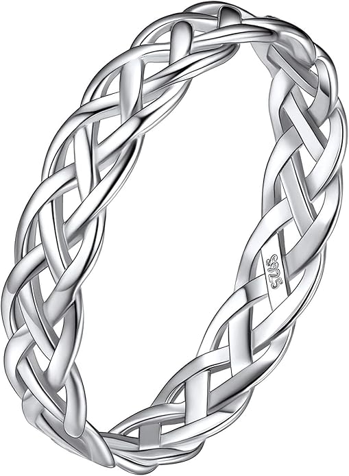Suplight S925 Sterling Silver Celtic Knot/Evil Eye/Infinity Symbol Band Ring, 2/3/5/8mm Vintage Finger Thumb Ring for Women Size 4-13 (with Gift Box)