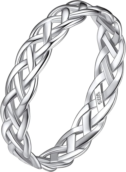Suplight S925 Sterling Silver Celtic Knot/Evil Eye/Infinity Symbol Band Ring, 2/3/5/8mm Vintage Finger Thumb Ring for Women Size 4-13 (with Gift Box)