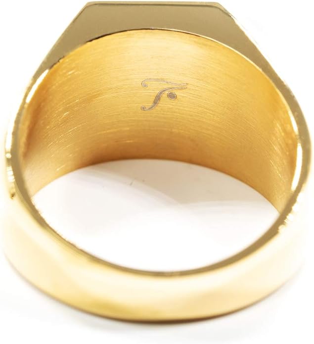 Jewelry | Stainless Steel Letter Alphabet Initial Ring | Square Flat Top Ring for Men & Women | Stainless Steel Jewelry, (Black, Gold, Silver), Size 7-16
