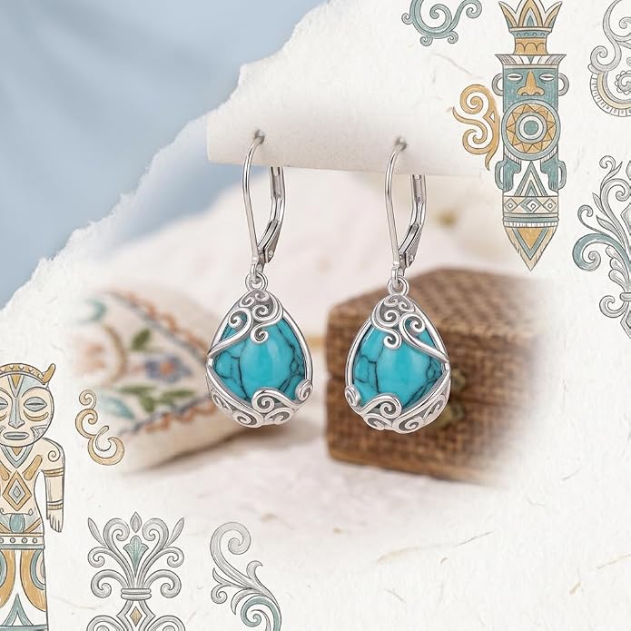 Teardrop Tree of Life/Filigree Earrings for Women Dangle Leverback Earrings Jewelry Gift Anniversary For Her