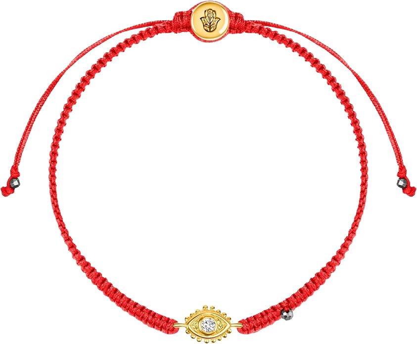 KARMA AND LUCK Powerful Protection, Red String Bracelet & Evil Eye Charm for Women with Genuine Gemstone, Size 5.5"-7.5”