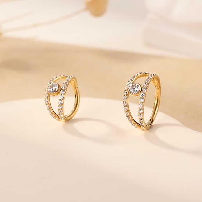 316L Surgical Steel Septum Clicker Ring Nose Ring Hoop Sleeper Hoop Earring Helix Rook Conch Cartilage Daith Tragus Earrings Lobe Nose Piercing Jewelry for Women