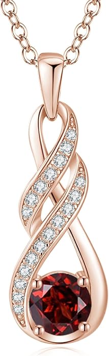 Birthstone Necklaces for Women 925 Sterling Silver Infinity Pendant Created Gemstone Jewelry for Her, 16"+2"