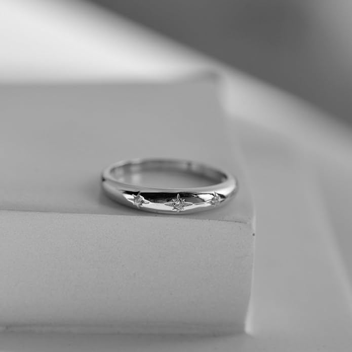LEMON GRASS Bezel Set Round CZ Thin Dome Ring | Minimalist Stacking Band Signet Ring in Gold