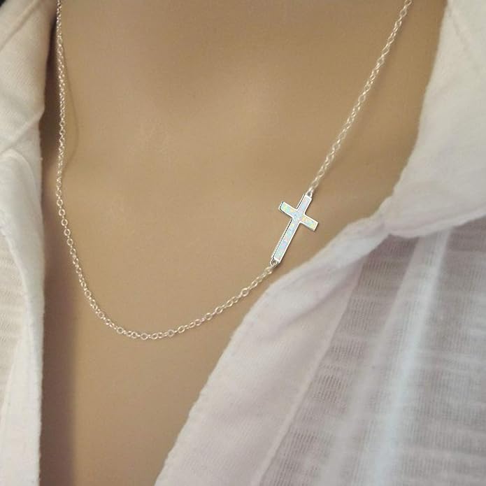 PRAYMOS Faith Cross Necklace for Women 925 Sterling Silver Pendant Necklace With Birthstone Initial Christian Religious Confirmation Baptism Mothers Day Gifts