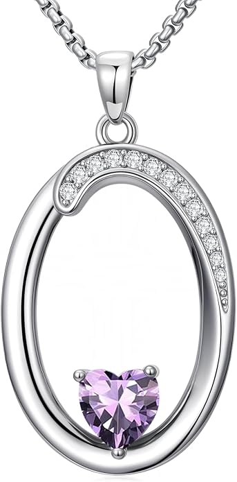 Birthday Gifts for Women Alphabet A to Z Initial Birthstone Pendant Necklaces for Women - 18k White Gold Plated Personalized Name Jewelry Anniversary Graduation Gifts for Wife Her Daughter Girlfriend(with Gift Box)