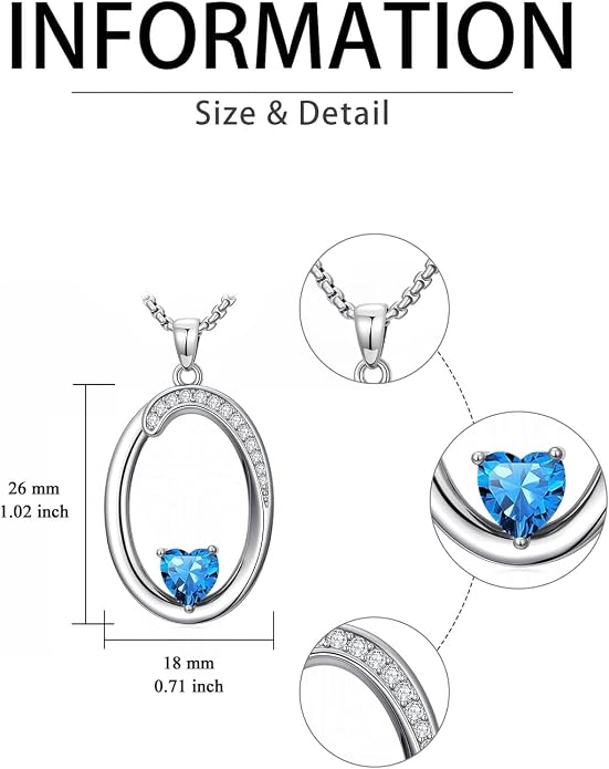 Birthday Gifts for Women Alphabet A to Z Initial Birthstone Pendant Necklaces for Women - 18k White Gold Plated Personalized Name Jewelry Anniversary Graduation Gifts for Wife Her Daughter Girlfriend(with Gift Box)