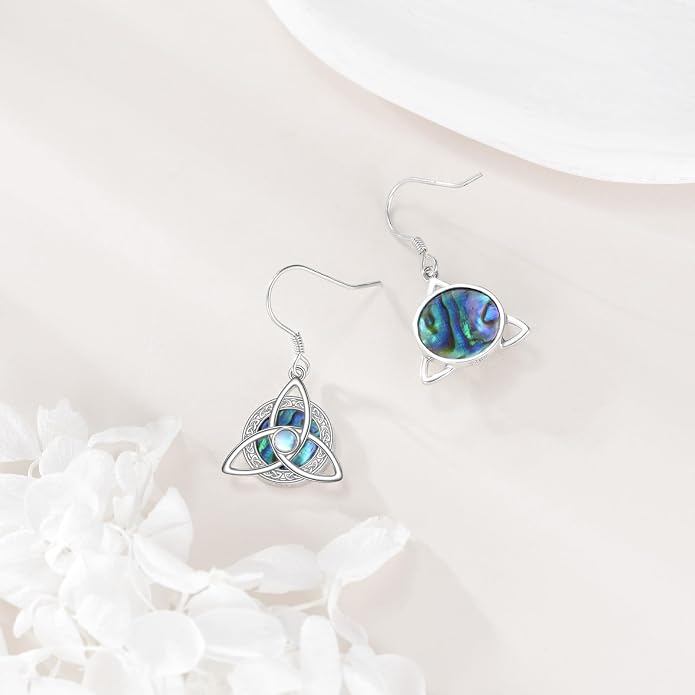 Celtic Knot Earrings Streling Silver Abalone Shell/Irish Crawler Earrings Celtic Jewelry For Women