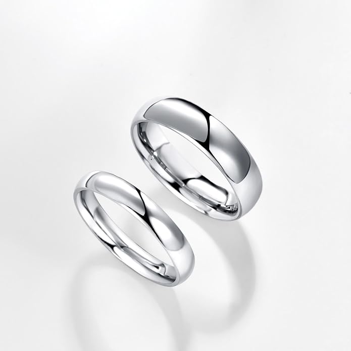4mm 6mm Stainless Steel Ring Plain Dome High Polished Wedding Band Comfort Fit Size 4-12
