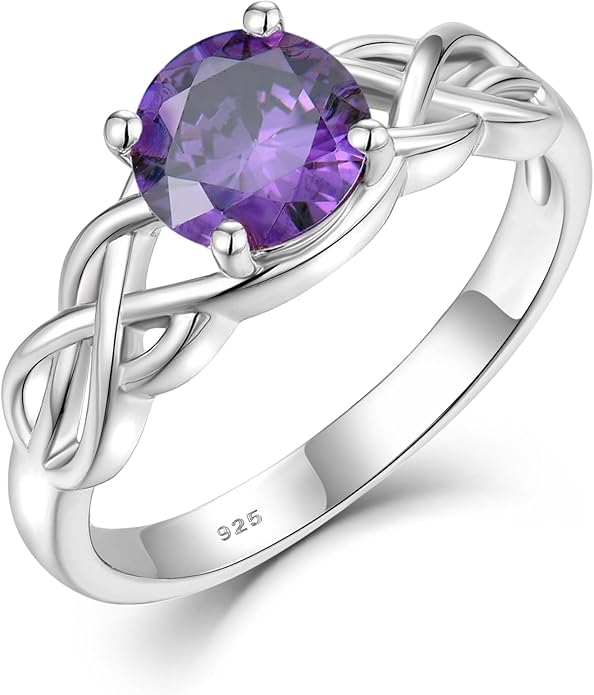STARCHENIE Celtic Knot Promise Ring for Women 925 Sterling Silver Engagement Wedding Band with Birthstone (Size 5-10)