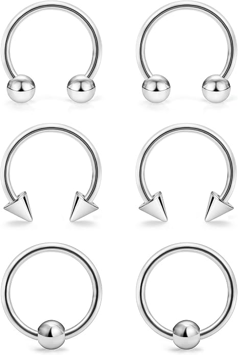 00G 0G 2G 4G 6G 8G 10G 12G 14G 16G Septum Rings Silver Black Surgical Steel Heavy Gauges Earrings Stretching kit Eyebrow Lip Septm Nose Rings Helix Tragus Daith Rook Earrings Hoops 10mm-19mm
