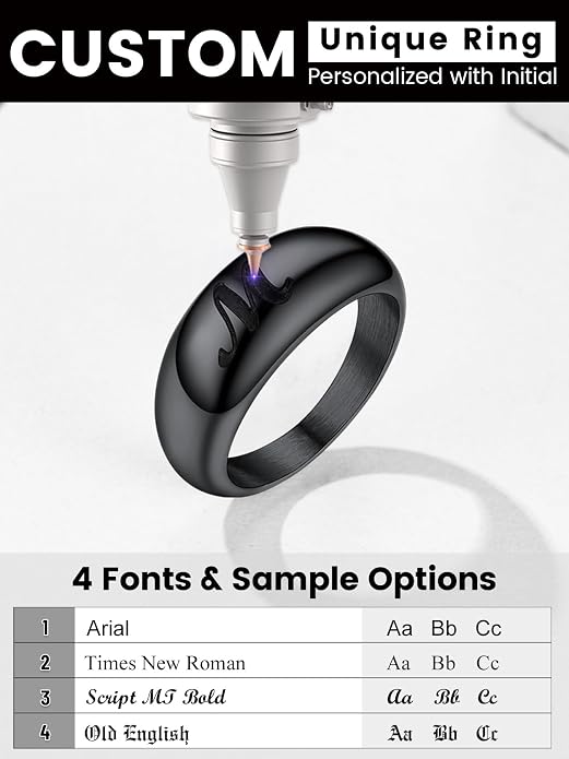 GOLDCHIC JEWELRY Chunky Dome Ring for Women, Stainless Steel Bold Stacking Croissant Statement Ring For Men (Size 7-12, Custom)