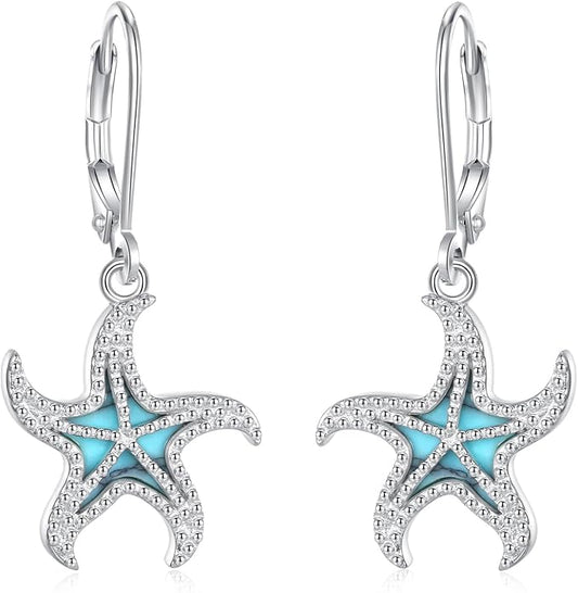 Vito 925 Sterling Silver Teardrop Earrings for Women, Moonstone Turquoise Drop Dangle Earrings Cat Snake Turtle Tree of Life Leverback Earrings Boho Jewelry Gift for Mom Wife