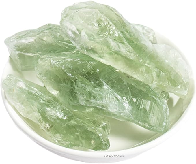 Erliway 0.22 lbs Green Quartz Crystals Bulk, 2.36-3.94" Raw Green Quartz Crystal Wands, Irregular Shape Rough Quartz Crystal Points for Meditation Yoga Reiki Balancing Wire Wrapping