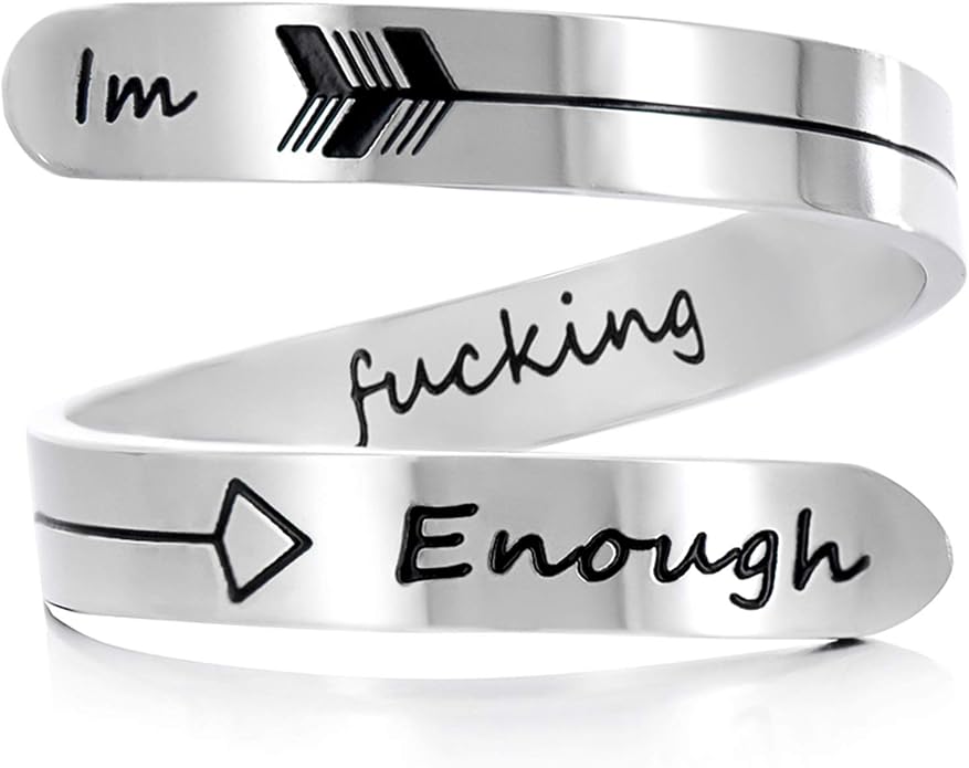 Vrycot Adjustable silvery Inspirational Stainless Steel Adjustable Bands Cool Stacking Opening Gift for Women Statement