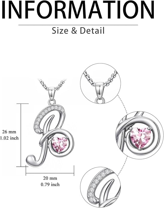 Birthday Gifts for Women Alphabet A to Z Initial Birthstone Pendant Necklaces for Women - 18k White Gold Plated Personalized Name Jewelry Anniversary Graduation Gifts for Wife Her Daughter Girlfriend(with Gift Box)