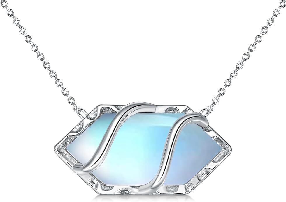 HPQQ Teardrop Necklace 925 Sterling Silver Filigree Gemstone Pendant Necklace Fine Jewelry Birthday Mother's Day Gifts for Women Her Mom