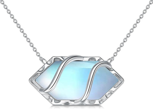 HPQQ Teardrop Necklace 925 Sterling Silver Filigree Gemstone Pendant Necklace Fine Jewelry Birthday Mother's Day Gifts for Women Her Mom
