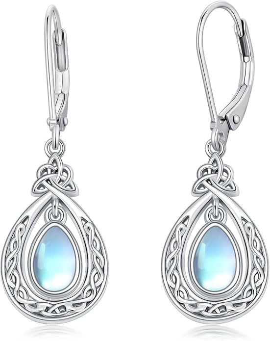 Dorunmo Moonstone Dangle Drop Earrings s925 Sterling Silver Leverback Earrings Filigree Moonstone Jewelry Birthday Gifts for Women