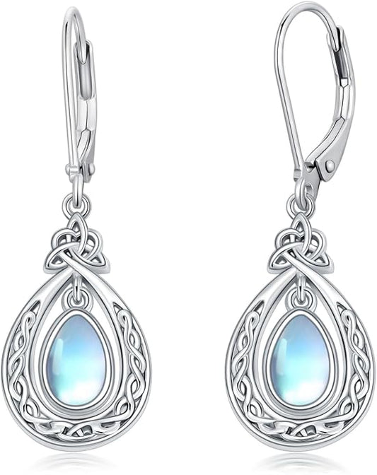 Dorunmo Moonstone Dangle Drop Earrings s925 Sterling Silver Leverback Earrings Filigree Moonstone Jewelry Birthday Gifts for Women