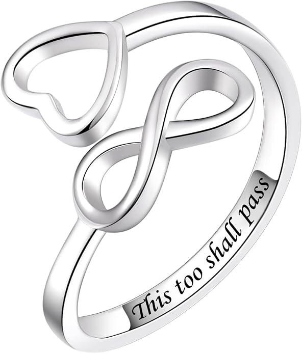Jinlou 925 Sterling Silver Inspirational Jewelry Rings Adjustable Ring Personality Encouragement Gift for Teens Women
