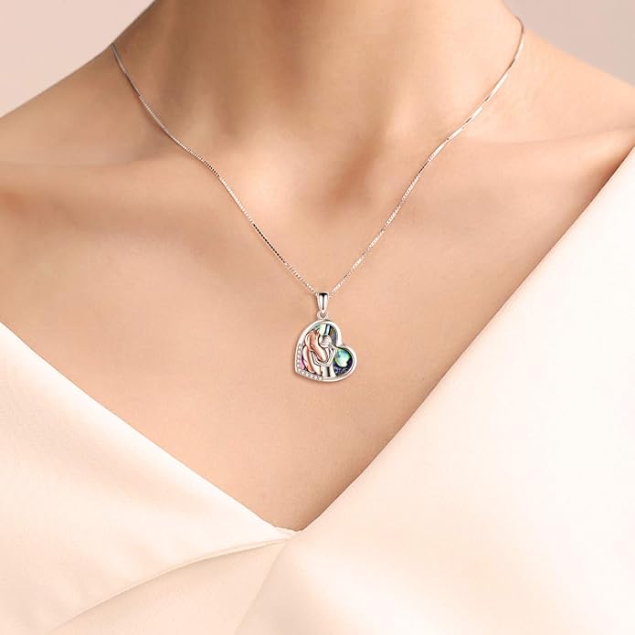YFN Horse Pendant Necklace Jewelry 925 Sterling Silver Women Embrace Horse Gift For Women