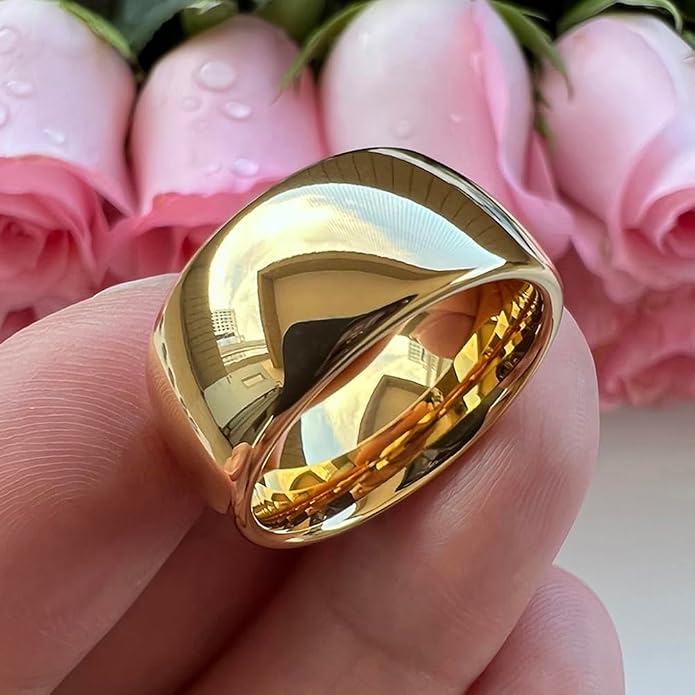 TUTISS 4mm 6mm 8mm 10mm Silver/Gold/White Tungsten Rings for Men Women Couple Fashion Jewelry Anniversary Engagement Wedding Bands Domed Polished I Love You Engraved Comfort Fit