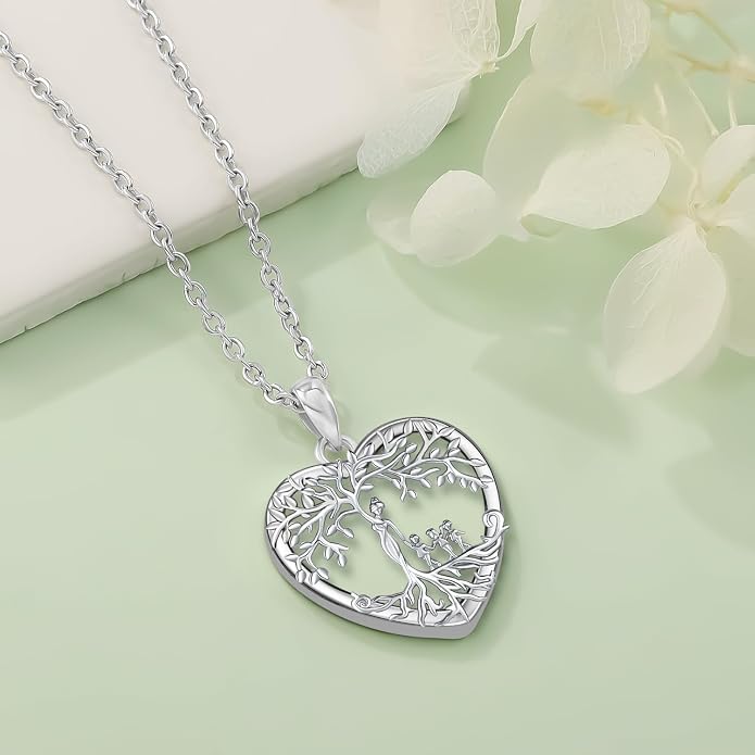 Odinstone Tree of Life Necklace, Sterling Silver Pendant for Women Family Tree Necklaces Jewelry for Mom/Wife/Grandma(With Fine Gift Box)