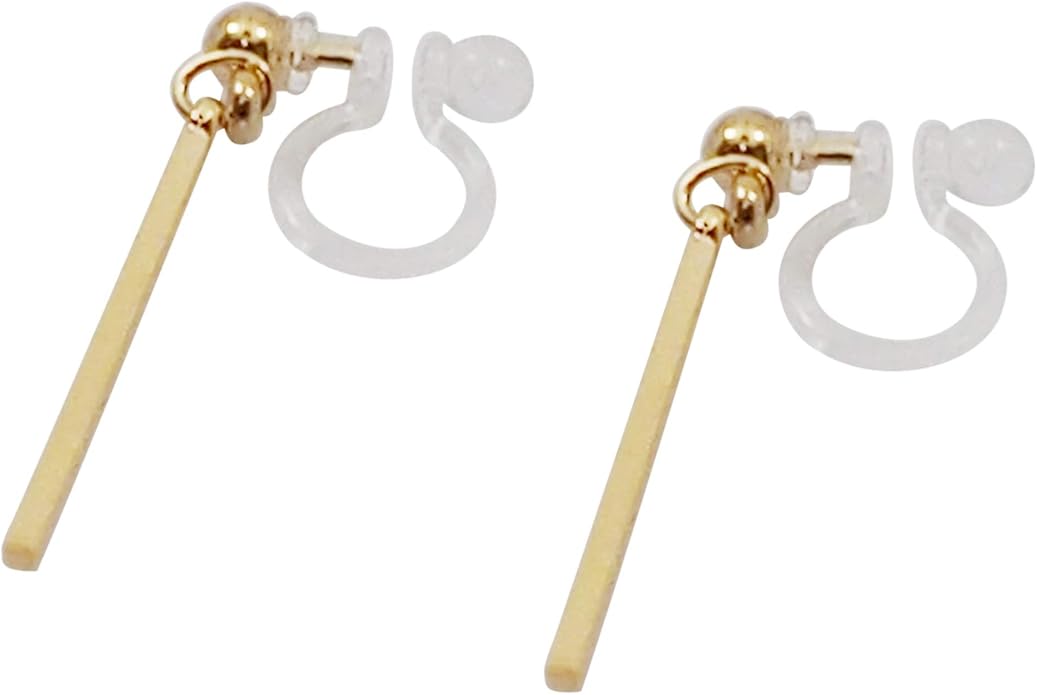 Comfortable Stick Invisible Clip On Earrings Gold Dangle Long Waved Threader Bar Clip-On Non Pierced Earrings Silver For Women,…