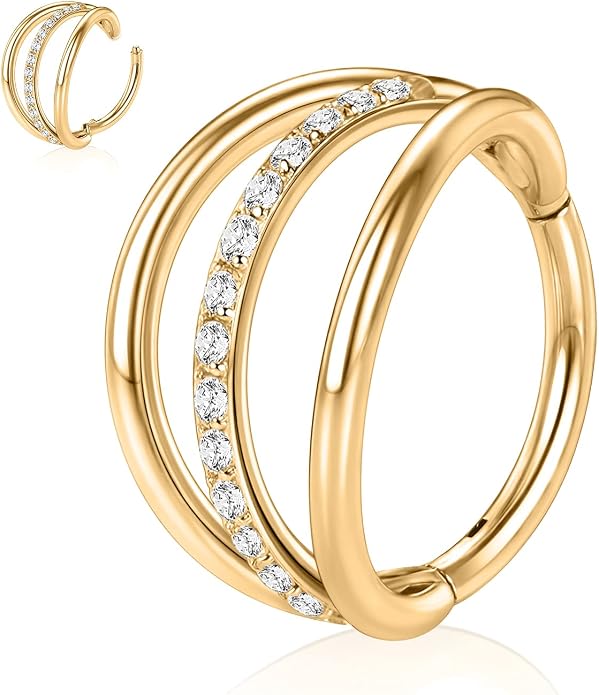 316L Surgical Steel Septum Clicker Ring Nose Ring Hoop Sleeper Hoop Earring Helix Rook Conch Cartilage Daith Tragus Earrings Lobe Nose Piercing Jewelry for Women